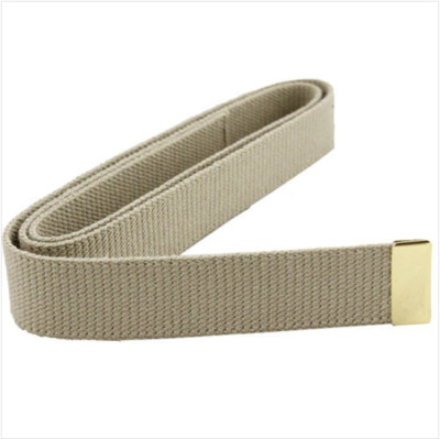 GENUINE U.S. MARINE CORPS BELT: KHAKI COTTON WITH 24K GOLD PLATED TIP
