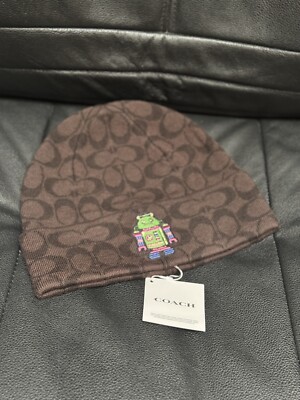 Coach Cosmic Coach Signature Robot Print Knit Beanie nwt in packaging Coach CX132 Cosmic Coach Signature Robot Print Knit Beanie  main image 4