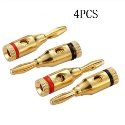 MARKENLOS Premium 4 mm vergoldet Bananenstecker für HiFi Lautsprecher Kabel Anschlüsse