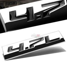 ALUMINUM STICK ON POLISHED CHROME BLACK 4.7L 4.7 L DECAL EMBLEM TRIM BADGE LOGO