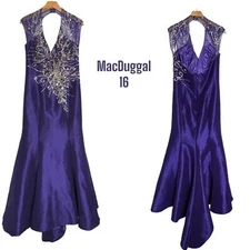 Mac Duggal size 16 elegant purple bejeweled mermaid ball gown Fairycore