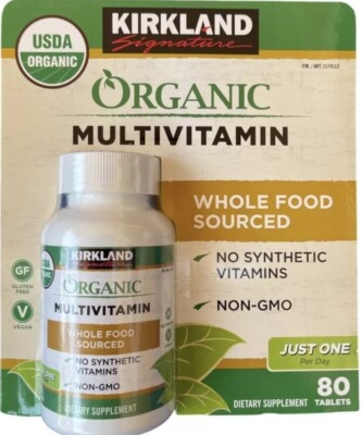 Kirkland Signature USDA Certified Organic Multivitamin, 80 Coated Tablets - NEW