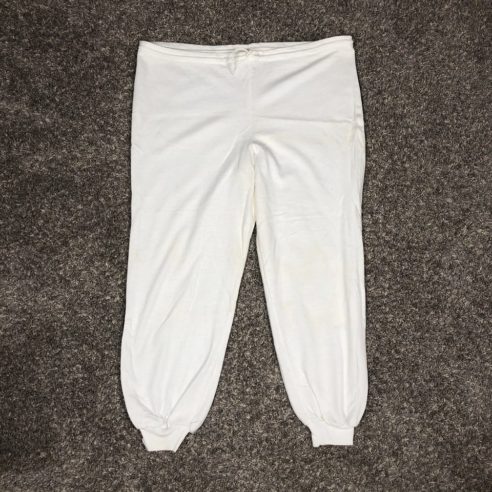Vintage 90s Leggs Activewear White Sweatpants XL Lounge Wear Leg Stripe Made USA - Image 3 of 4