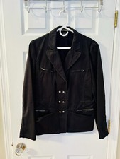 Y2k Vintage For The Republic Jacket 100% Cotton Black Snaps Zipper Pockets Sz 14