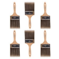 6PK 4" Flat House Wall,Trim Paint Brush Set Home Exterior or Interior Brushes
