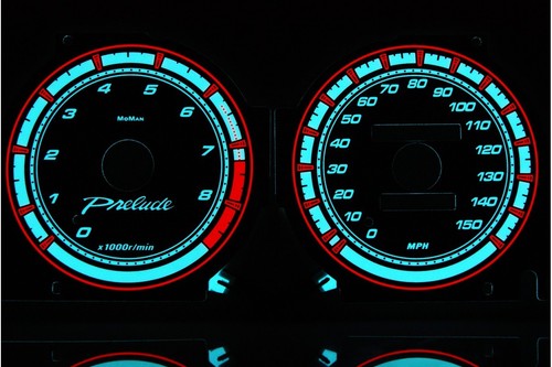 Honda Prelude 5 gen. glow gauges dials plasma dials kit tacho glow dash shift in - Picture 3 of 6