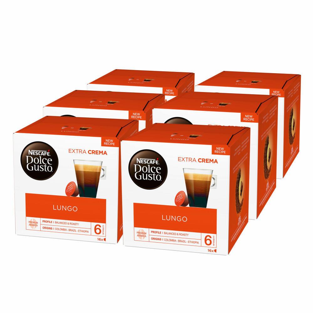 Nescafé Dolce Gusto Caffè Lungo, Pack of 6, x 16 Capsules UK