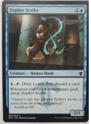 MTG Magic The Gathering Card Zephyr Scribe 085/264 DTK Blue Dragons Of Tarkir