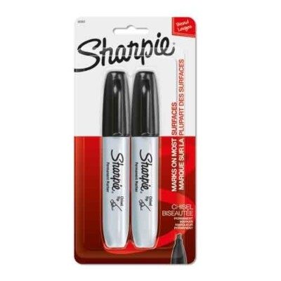 Sharpie Marker Permanent Chisel Tip 2/Pk Black Posters Crafts Office School Home