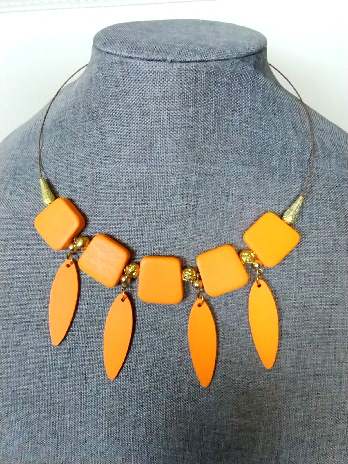 Modern Wooden Bib Necklace - image 1