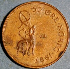 Norway 50 Ore 1997 KM# 460