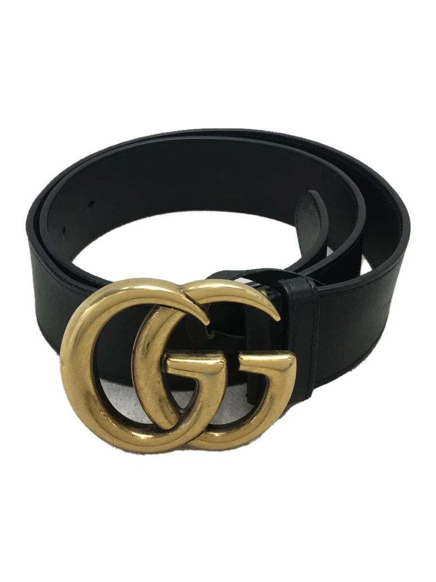 GUCCI Double G Buckle Black Leather Belt 400593-US