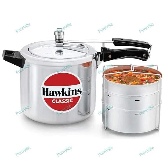 Hawkins 6.5 Litre Classic Pressure Cooker with Pots with Separator Set, Silver (