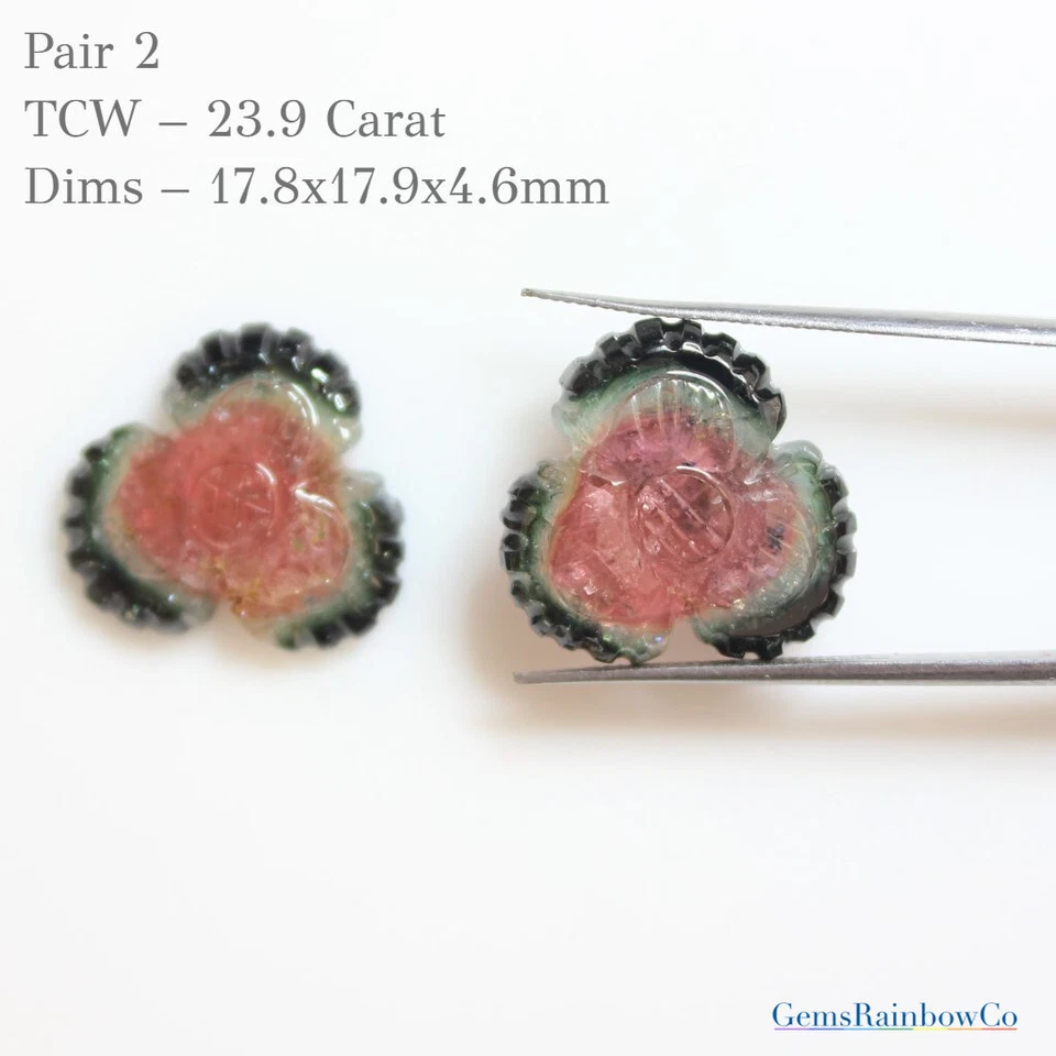 Carved Tourmaline fancy shape Loose Gemstones, Tourmaline carving pair gemstones - Image 4 of 4