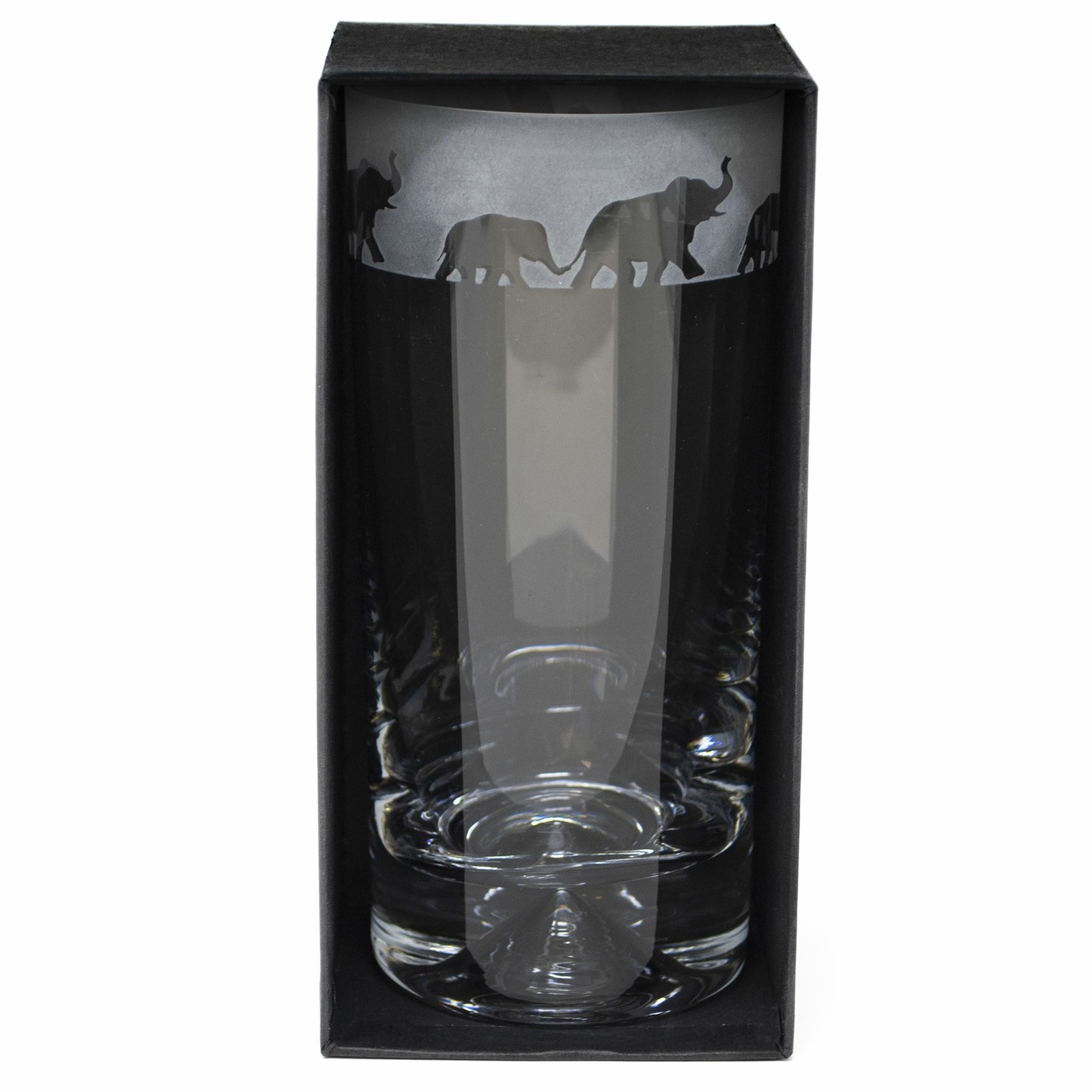 Animo Glass Elephant Engraved Highball Animals Decorated Tumbler Gift Boxed