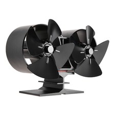 Ventilador soplador de aire de 8 aspas ventilador de estufa horno alimentado por calor quemador chimenea doble cabezal