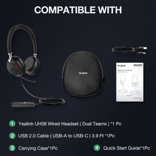 Yealink 1308081 UH38 Dual Teams-BAT Microsoft Certified Teams USB Wired Headset - Picture 7 of 7