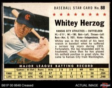 1961 Post Cereal #88 Whitey Herzog  Hand Cut Athletics HOF 3 - VG
