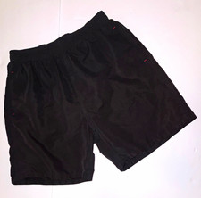 Shorts Men's Size L Black Solid Swim Trunks Bottom Elastic Waist Back Pocket