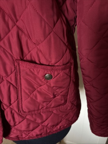 DENIM & CO Ladies Red Quilted Corduroy Trim Long Sleeve Collared Jacket Size 10 - Picture 4 of 13