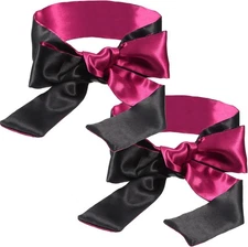 Hestya 2 Pack Sleeping Mask Satin Eye Mask (Black Red) Blindfold, 150 cm