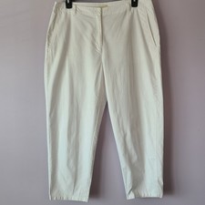 Eileen Fisher Organic Cotton Hemp Stretch Tapered Ankle Pants White Sz 16