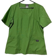 Cherokee Scrub Top Sz Medium Green Scoop Neck Pullover Logo