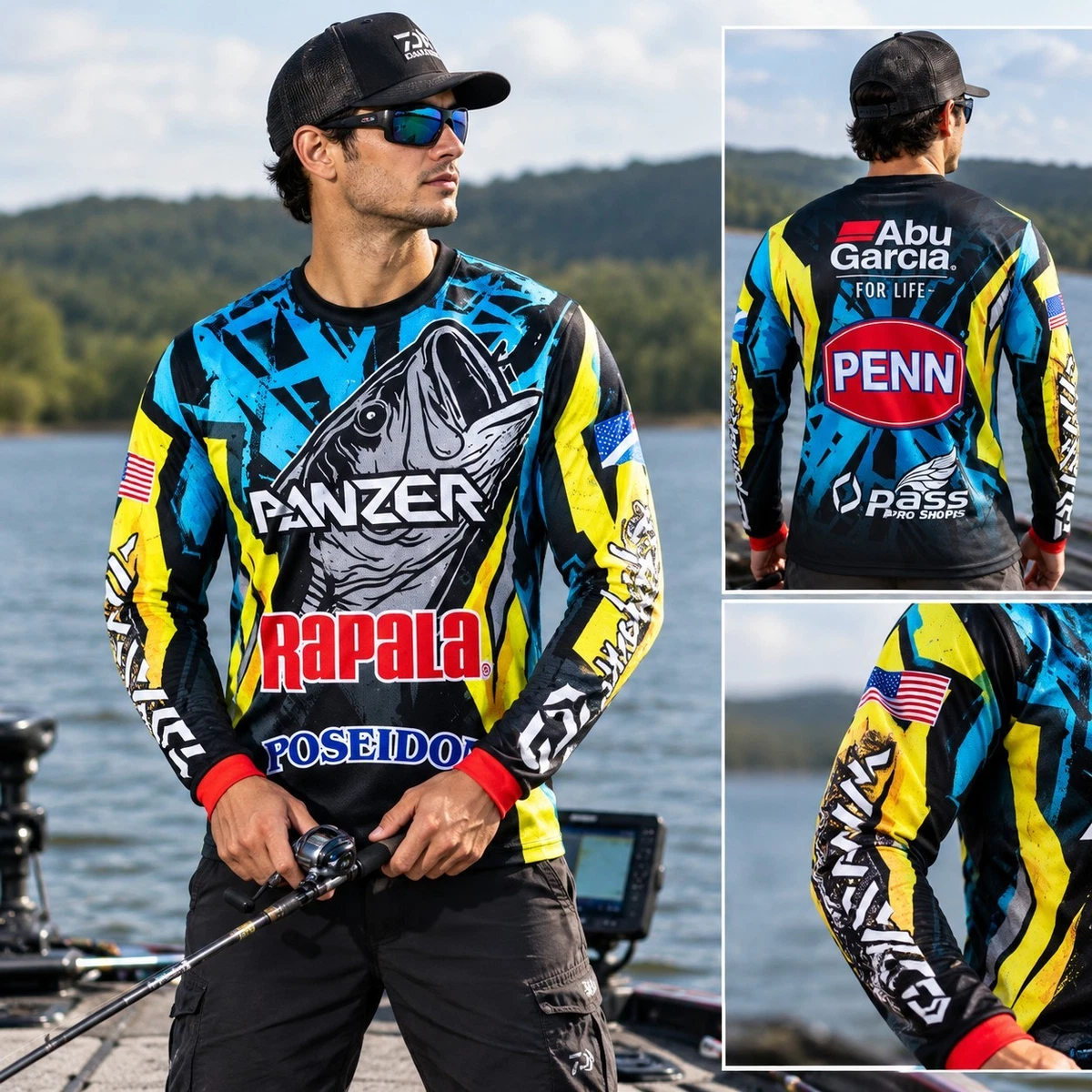 Camisa de pesca manga larga para hombre Jersey diseño gráfico Penn Pro Shop pesca