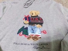 Polo Ralph Lauren Jersey Hoodie T shirt Lightweight Christmas Polo Bear Large
