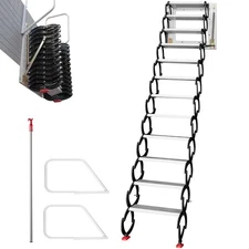 US SHIPPED⚡️Attic Steps Pull Down 12 Steps Attic Stairs Alloy Attic Access Ladde