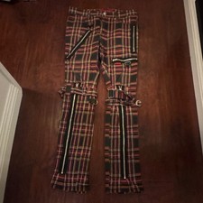 Tripp Men's Plaid Punk Cargo Pants Multicolor Size 30 Zipper 30 inches