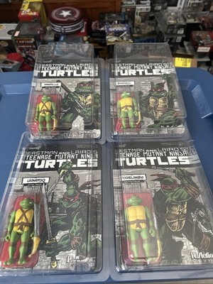 Eastman and Laird's TMNT  Super7 Reaction 4 Piece Turtle Set New Unpunched
