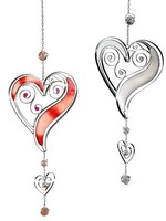 2Er Set DekohäNger Hearts Mit 2 Herzen L. 55Cm Rot + Weiß Metall Formano
