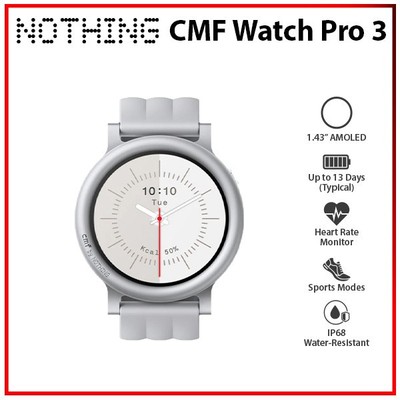 NOTHING CMF Watch Pro 3 LIGHT GREY 1.43'' AMOLED Bluetooth iOS Android Smartwatch