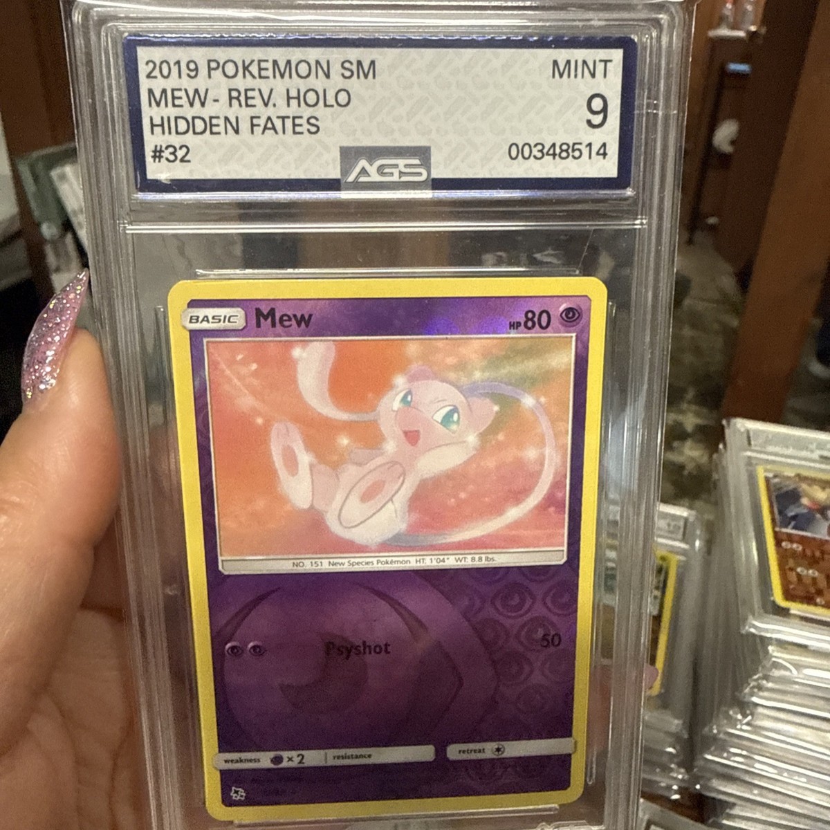 Pokemon Mew Reverse Holo #32/68 Hidden Fates 2019 - Graded AGS 9