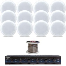Pyle 5.25" 150W 2Way Speakers,6 Channel Speaker Selector,Speaker Wire, Bundle