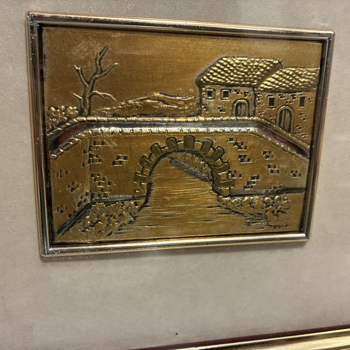 Vintage ITALIAN 925 STERLING SILVER FOIL RELIEF MINIATURE WALL ART