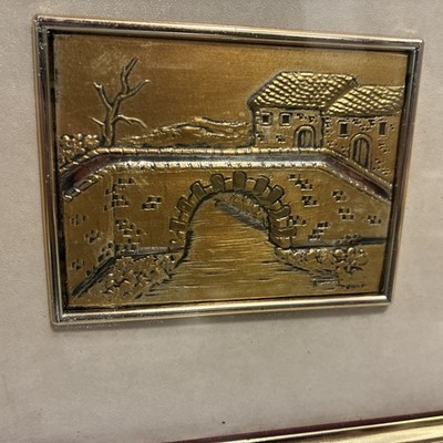 Vintage ITALIAN 925 STERLING SILVER FOIL RELIEF MINIATURE WALL ART
