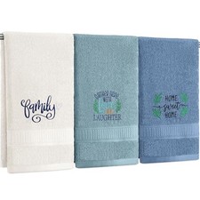 3 Pcs Farmhouse Decorative Hand Towels for Bathroom and Blue Home Love Family