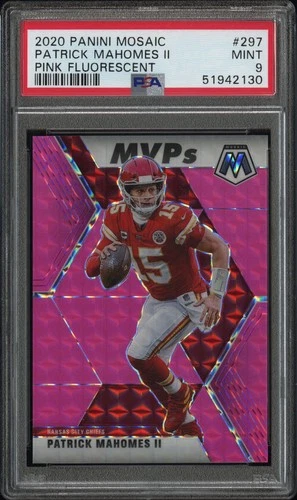 2020 Panini Mosaic Patrick Mahomes II Pink Fluorescent /10 PSA 9 #297 Chiefs