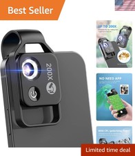 200X Phone Mini Pocket Microscope with LED Light/Universal Clip, Nano Zoom Po...