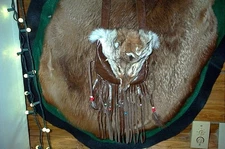 BLACK POWDER, BRUSH WOLF,  COYOTE FACE,  LEATHER POSSIBLE BAG