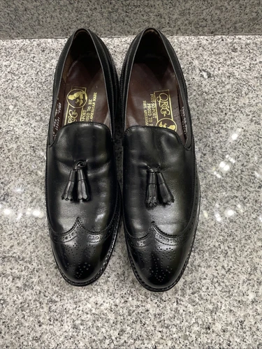 Mocassins homme vintage FOOT SO PORT Supreme Tassel chaussures en cuir noir pointure 14 AAA