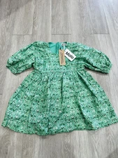 Molo Green Organic Cotton Floral Heart Dress NWT size 5-6Y 110-116cm
