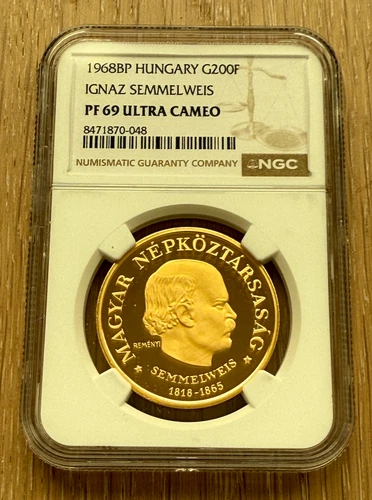 Hungary 1968 BP Gold 200 Forint NGC PF69UC Ignaz Semmelweis