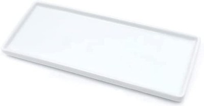 Ceramic Candle Tray - Small Rectangle, White Marble Organizer for Candle, Soa...