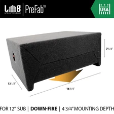 .48 ft³ Shallow-Mount MDF Downfire Sub Enclosure Box for 12" Slim Car Subwooofer