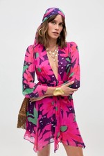 BNWT Rixo Clove Chiffon Danish Floral Pink Mini Dress   Sz S PRP: £295