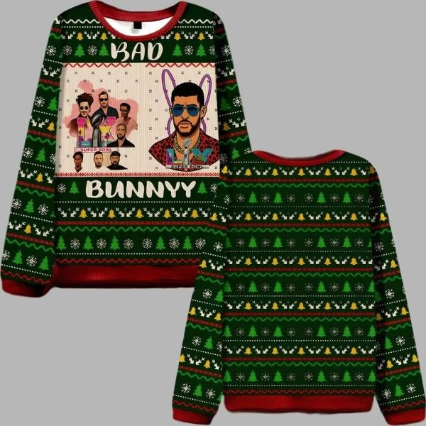 Bad Bunny Super Bowl Ugly Christmas Sweater