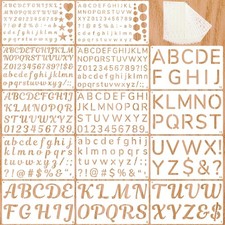 1/2, 3/4, 1, 2 Inch Letter Stencils for Painting, 14 Pack Plastic Small White